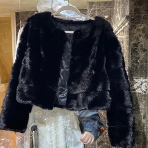 Black horizontal mink jacket